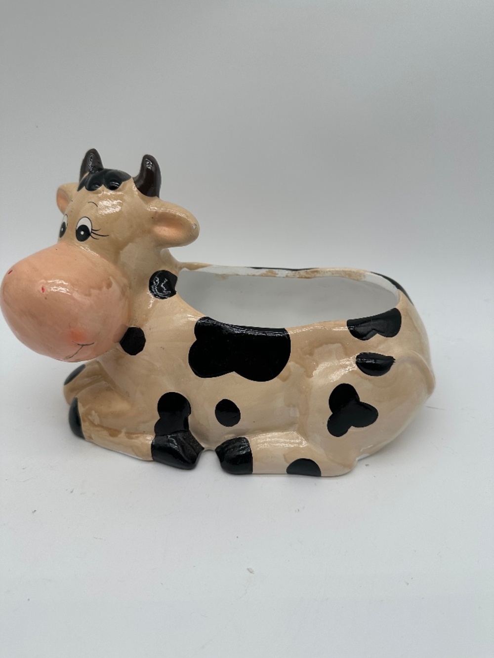 Ceramic Holstein Cow Flower Pot Planter Farmhouse Decor READ